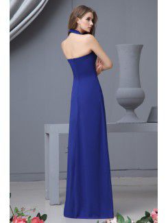 Chiffon Halter Floor Length Column Bridesmaid Dress