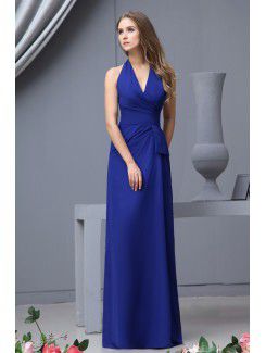 Chiffon Halter Floor Length Column Bridesmaid Dress