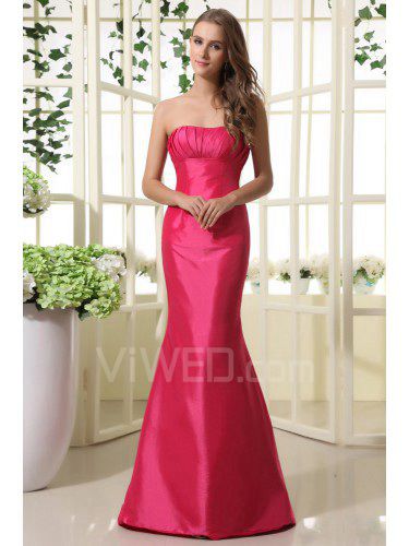 Taffeta Strapless Sweep Train Mermaid Bridesmaid Dress