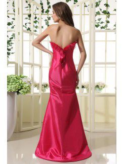 Taffeta Strapless Sweep Train Mermaid Bridesmaid Dress