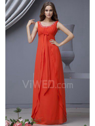 Chiffon Scoop Floor Length Column Line Bridesmaid Dress