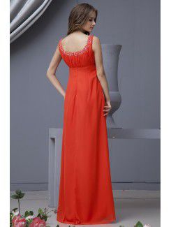 Chiffon Scoop Floor Length Column Line Bridesmaid Dress