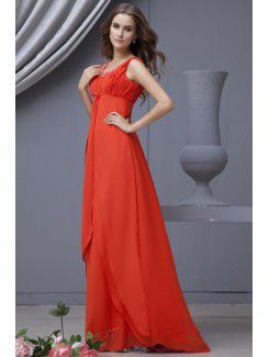 Chiffon Scoop Floor Length Column Line Bridesmaid Dress