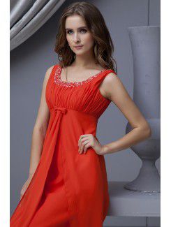 Chiffon Scoop Floor Length Column Line Bridesmaid Dress