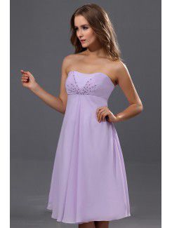 Chiffon Strapless Knee-Length Column Bridesmaid Dress with Sequins