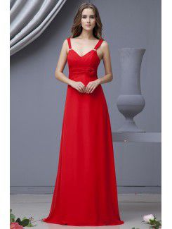 Chiffon Straps Floor Length Column Bridesmaid Dress