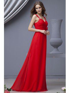 Chiffon Straps Floor Length Column Bridesmaid Dress