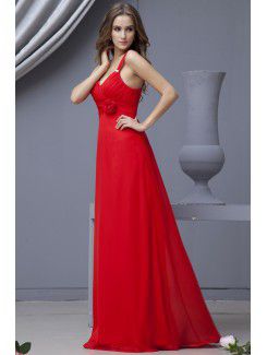 Chiffon Straps Floor Length Column Bridesmaid Dress