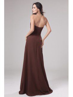 Chiffon Strapless Floor Length Column Bridesmaid Dress with Flower