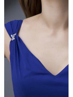 Chiffon V-Neckline Floor Length Column Bridesmaid Dress with Ruched