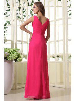 Chiffon V-Neckline Floor Length Column Bridesmaid Dress