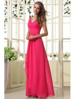 Chiffon V-Neckline Floor Length Column Bridesmaid Dress