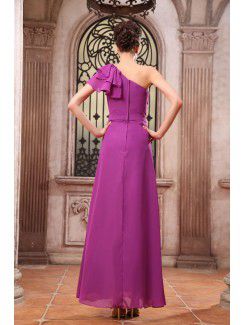 Chiffon One-Shoulder Ankle-Length Column Bridesmaid Dress