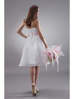 Satin Strapless Knee-Length Ball Gown Bridesmaid Dress with Bow