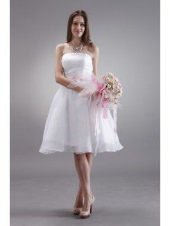 Satin Strapless Knee-Length Ball Gown Bridesmaid Dress with Bow