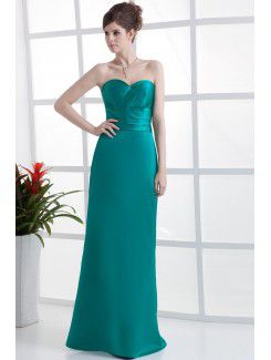 Charmeuse Sweetheart Floor Length Sheath Bridesmaid Dress with Ruffle