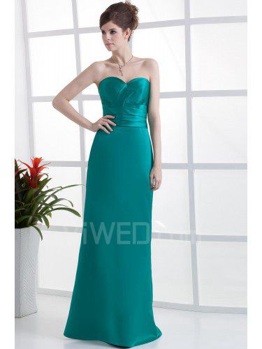 Charmeuse Sweetheart Floor Length Sheath Bridesmaid Dress with Ruffle