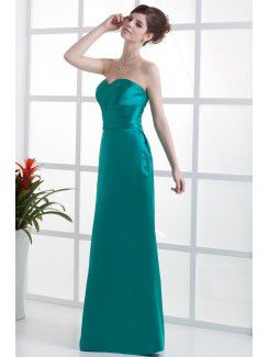 Charmeuse Sweetheart Floor Length Sheath Bridesmaid Dress with Ruffle