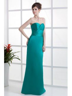 Charmeuse Sweetheart Floor Length Sheath Bridesmaid Dress with Ruffle