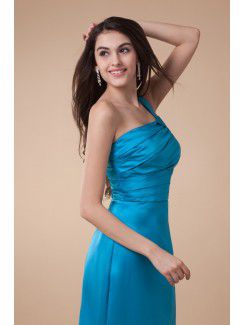 Charmeuse One-Shoulder Floor Length Mermaid Bridesmaid Dress with Ruffle