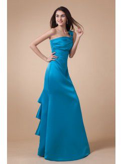 Charmeuse One-Shoulder Floor Length Mermaid Bridesmaid Dress with Ruffle