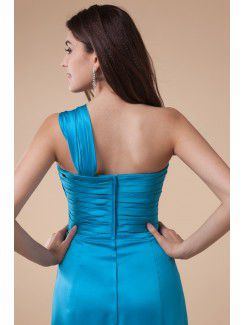 Charmeuse One-Shoulder Floor Length Mermaid Bridesmaid Dress with Ruffle