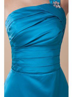 Charmeuse One-Shoulder Floor Length Mermaid Bridesmaid Dress with Ruffle