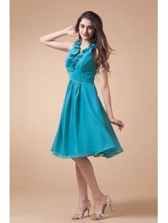 Chiffon V-Neckline Knee-Length A-line Bridesmaid Dress with Ruffle