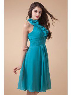 Chiffon V-Neckline Knee-Length A-line Bridesmaid Dress with Ruffle