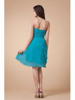 Chiffon Sweetheart Knee-Length Column Bridesmaid Dress with Flower