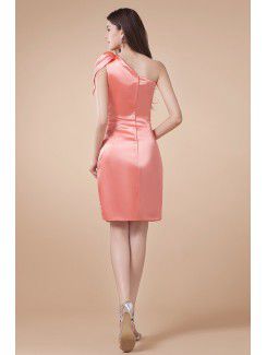 Satin One-Shoulder Knee-Length Sheath Bridesmaid Dress