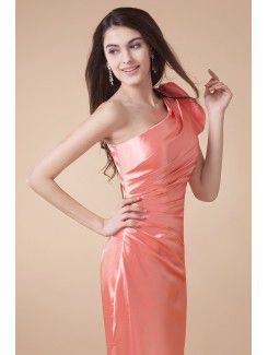 Satin One-Shoulder Knee-Length Sheath Bridesmaid Dress