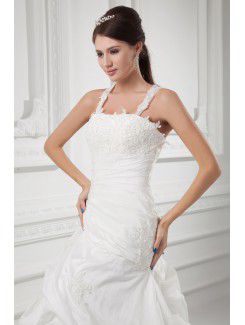 Organza Sweetheart A-line Sweep Train Embroidered Wedding Dress