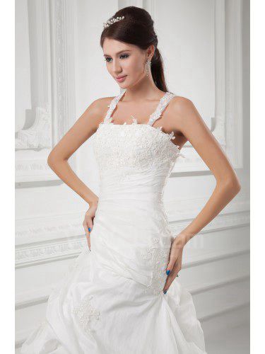 Organza Sweetheart A-line Sweep Train Embroidered Wedding Dress