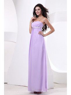 Chiffon Strapless Floor Length Column Bridesmaid Dress with Sequins