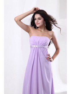 Chiffon Strapless Floor Length Column Bridesmaid Dress with Sequins