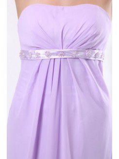 Chiffon Strapless Floor Length Column Bridesmaid Dress with Sequins