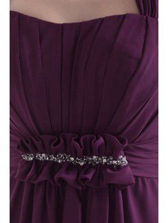 Chiffon Straps Floor Length Column Bridesmaid Dress with Ruffle