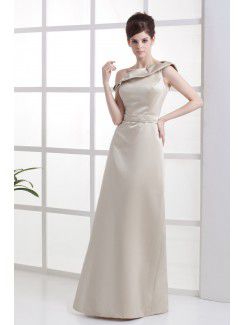 Satin One-Shoulder Floor Length A-line Bridesmaid Dress with Ruffle