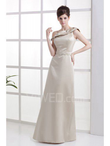 Satin One-Shoulder Floor Length A-line Bridesmaid Dress with Ruffle