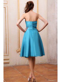 Taffeta Strapless Knee-Length A-line Bridesmaid Dress with Ruffle