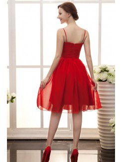 Chiffon Spaghetti Straps Knee-Length A-line Bridesmaid Dress with Ruffle