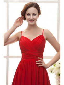 Chiffon Spaghetti Straps Knee-Length A-line Bridesmaid Dress with Ruffle