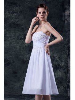 Organza and Taffeta Sweetheart Knee-Length A-Line Bridesmaid Dress with Embroidered