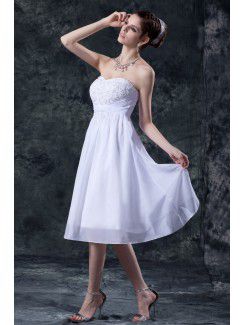 Organza and Taffeta Sweetheart Knee-Length A-Line Bridesmaid Dress with Embroidered