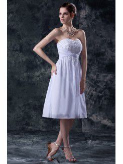 Organza and Taffeta Sweetheart Knee-Length A-Line Bridesmaid Dress with Embroidered