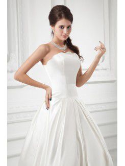 Satin Strapless A-line Sweep Train Wedding Dress