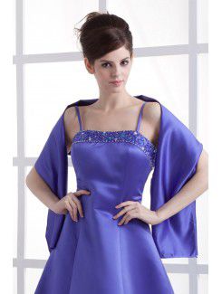 Satin Spaghetti Straps Floor Length A-Line Bridesmaid Dress with Beading