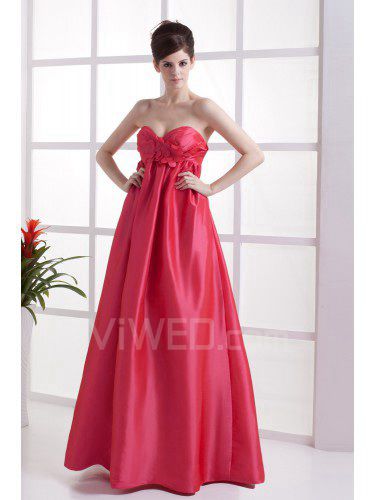 Taffeta Sweetheart Floor Length A-line Bridesmaid Dress with Flowers