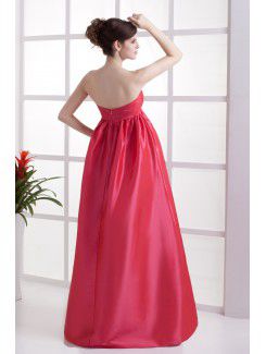 Taffeta Sweetheart Floor Length A-line Bridesmaid Dress with Flowers